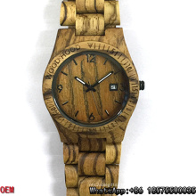 Relojes de cuarzo de alta calidad de la fecha de los relojes de la cebra-madera Hl05